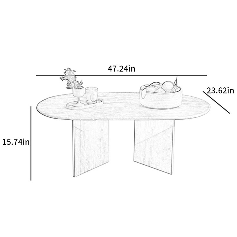 Table basse Wabi-sabi Wind Tunnel, H 15,74 po x L 47,24 po x l 23,62 po