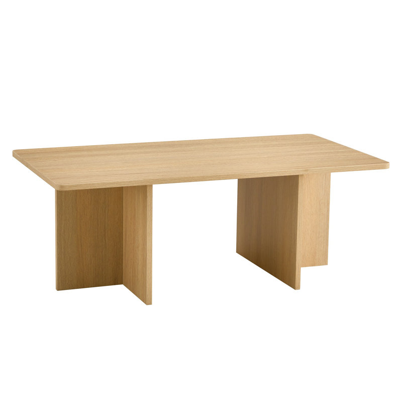 Minimalist Rectangular MDF Coffee Table, Natural Wood