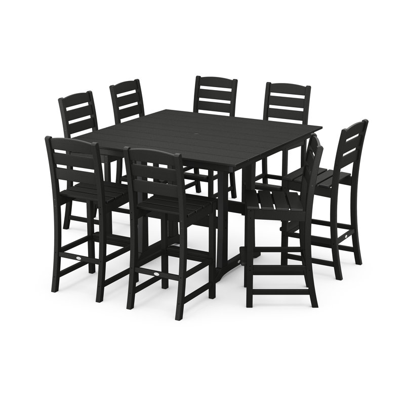 Lakeside 9-Piece Bar Side Chair Set, Black