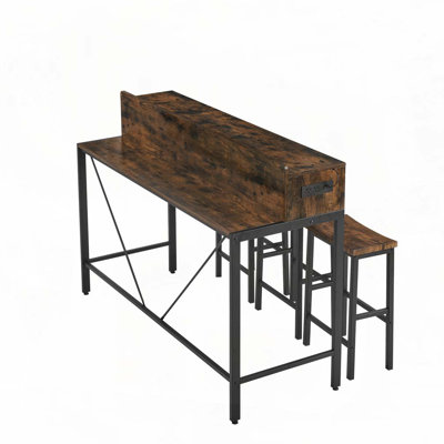 59"Console Table with Power Socket and LED light, 3 Saddle Stools