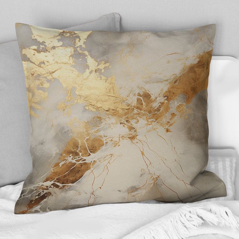 Coussin Beige et doré Marble Lightning III - Abstract Shapes