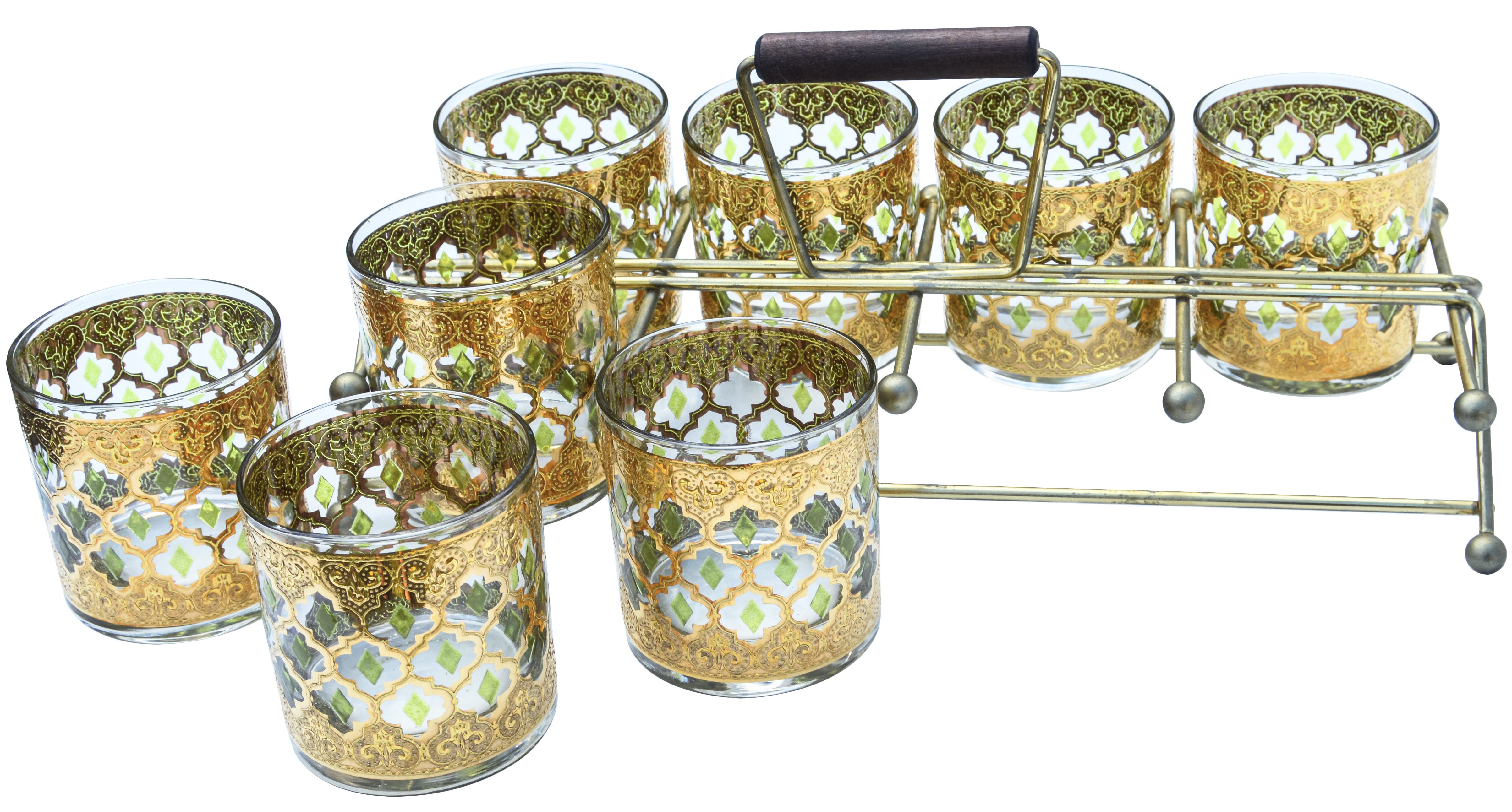 Set of 6 Hand Painted Tea Glasses Arabesque Grey | Scents & Feel