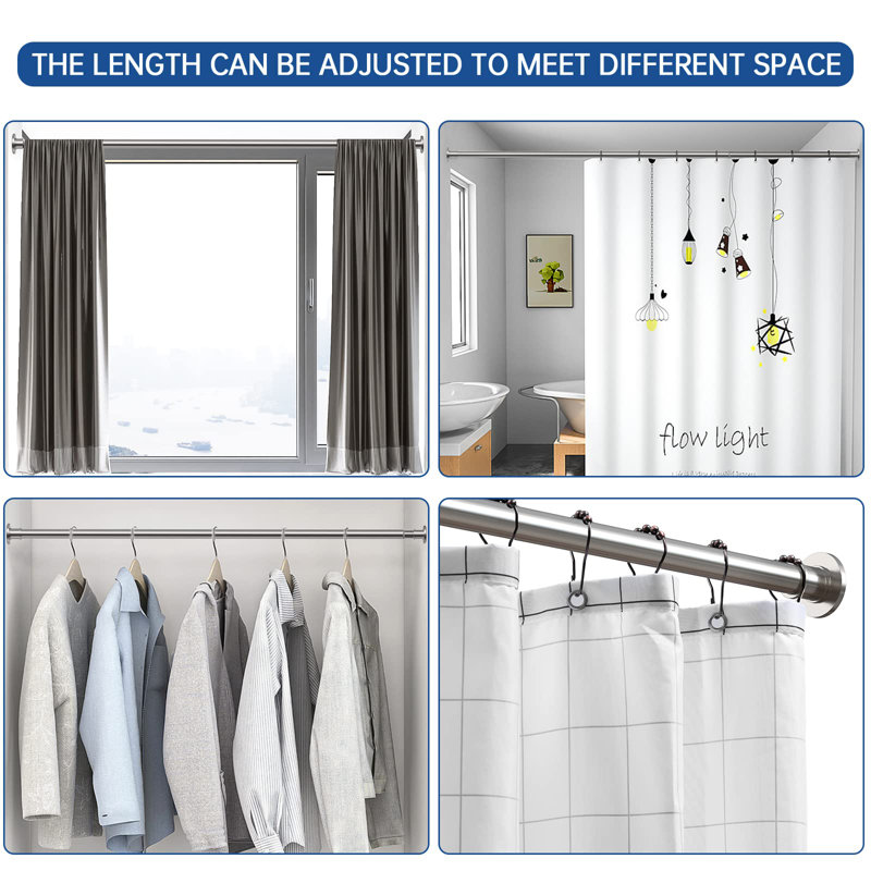 Brushed Nickel Stainless Steel Tension Shower Curtain Rod