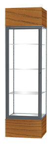 Keepsake Series 80'' H x 24'' W Metal Display Cases, Carmel Oak, Glass, Satin Natural
