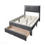 Lit double, tiroir de rangement avec texture velours côtelé gris anthracite