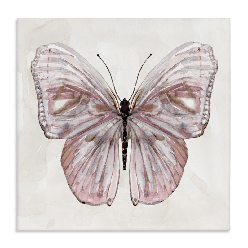 Toile de papillon rose discret, design par Carol Robinson, H 17 po x l 17 po