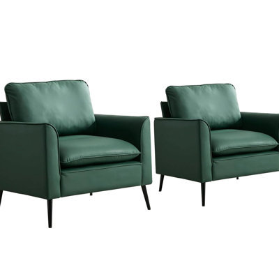 Fauteuil simple en cuir 2 places 2 pièces pour chambre à coucher, oreillers rembourrés et rembourrés pour la cheminée, salon rembourré partiellement assemblé, matériau respirant pour la chambre à coucher, facile à agencer avec le style de la maison