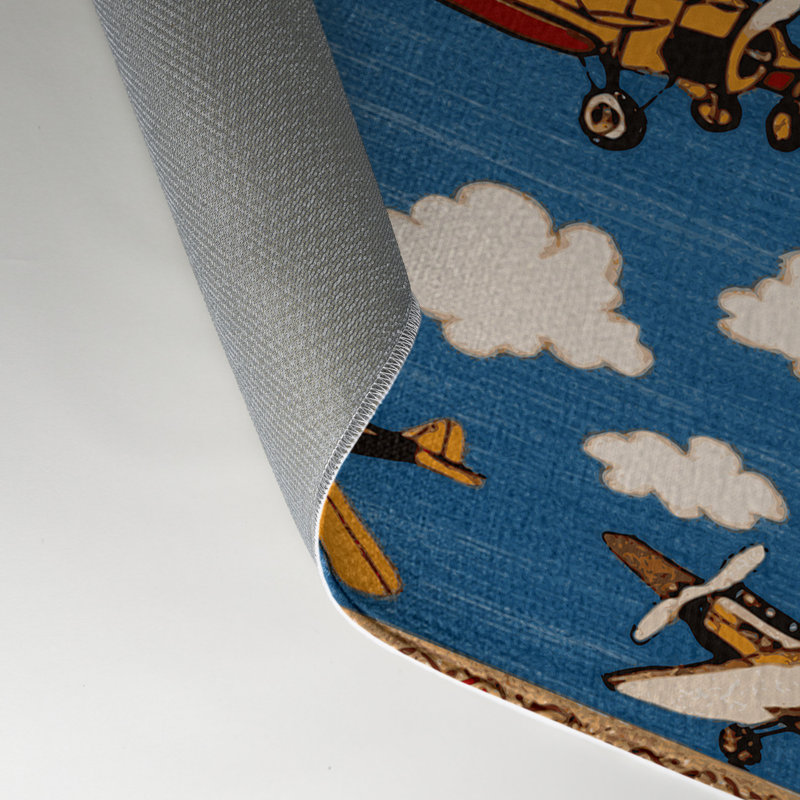 Tapis intérieur et extérieur bleu Transport, Rectangle 5 pi x 7 pi