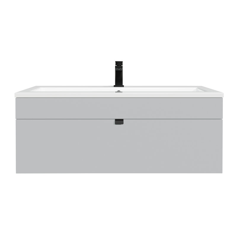 Meuble-lavabo mural moderne 42 po Loft Collection - poignées grises / noires canadiennes, 42", Gris canadien / noir
