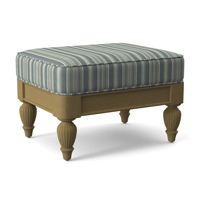Grand View Ottoman, Java Finish, Green and Blue Stripe; 0252-54