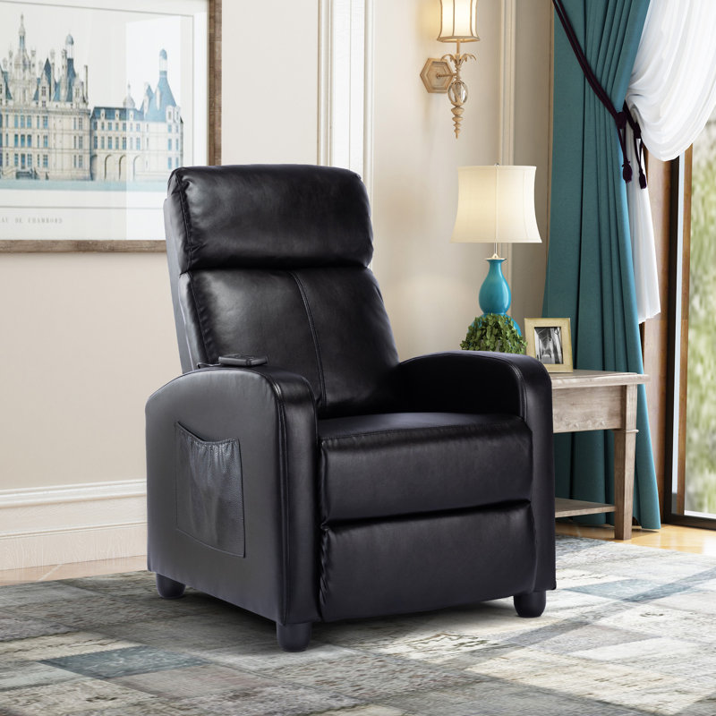 25.6" Wide Modern Soft Breathable Faux Leather Massage Home Theater Individual Seat with Remote Control 