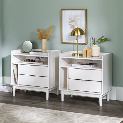 Gheorghe Solid Wood 2-Drawer Nightstands