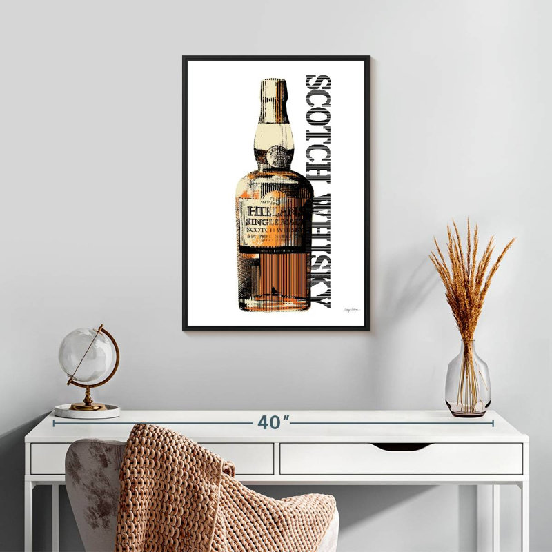 Scotch whisky, Cadre flottant noir, 17 po x 25 po