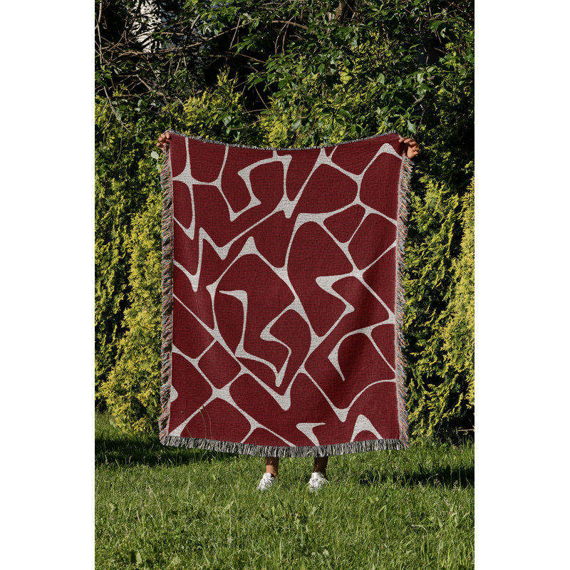 Jeté 100% coton abstrait Mola, L 60 po x l 60 po, Rouge