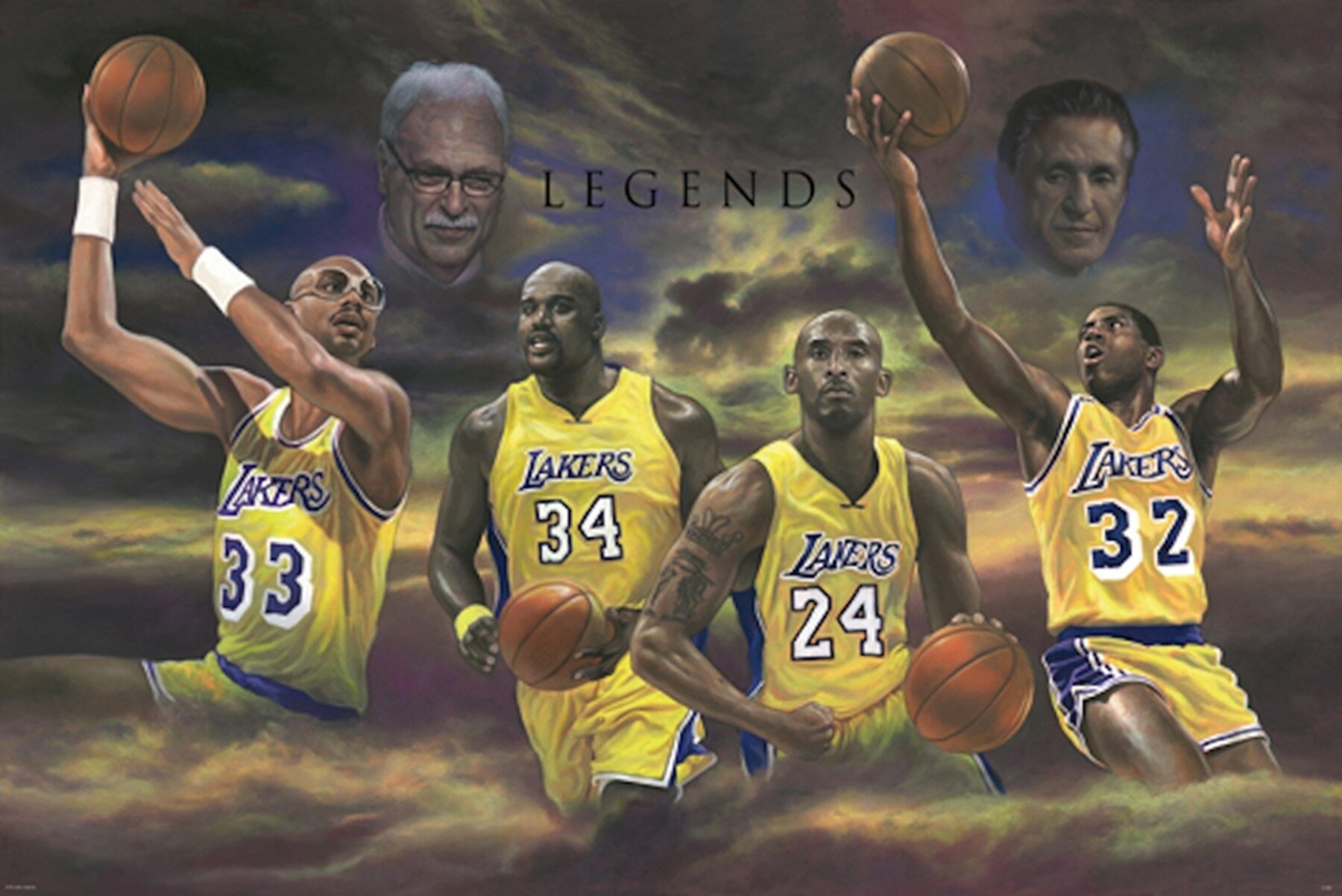 Basketball Legends LA Lakers Team Wall Art, Lebron James Art poster - No  Frame