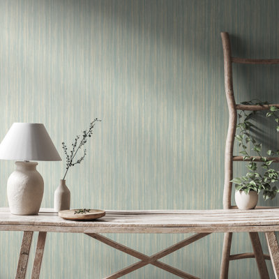 Stria - Soft Blue 10m Wallpaper