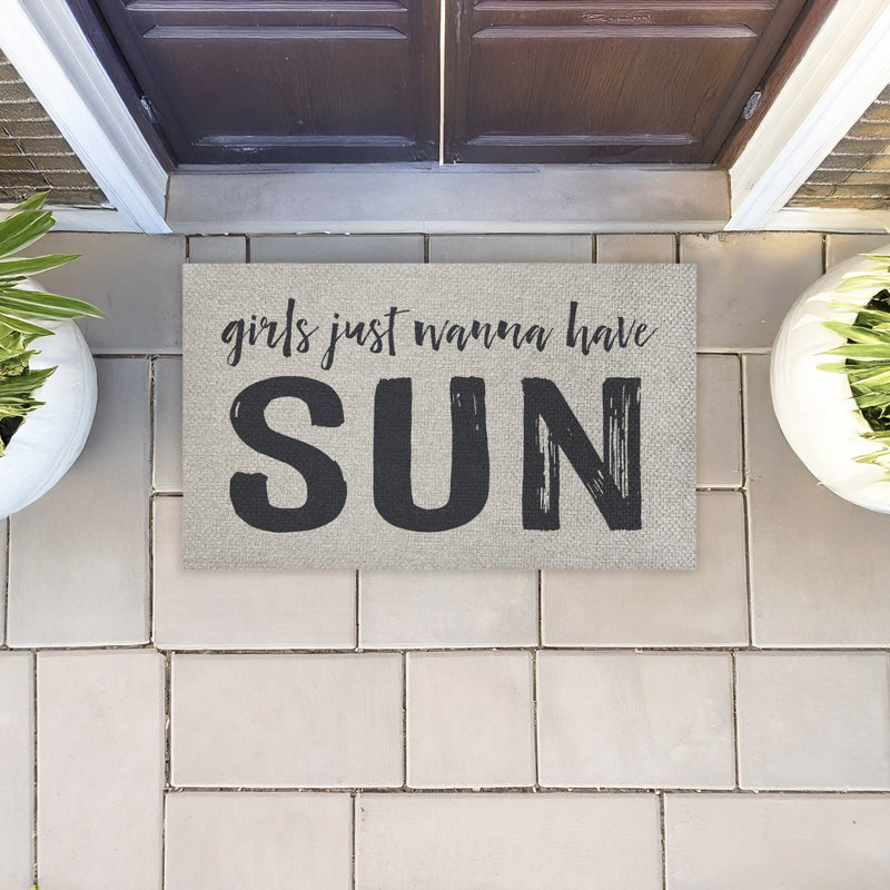 Paillasson d'extérieur pour fille «Girls Wanna Have Sun», par Lettred and Lined, 18 po x 30 po