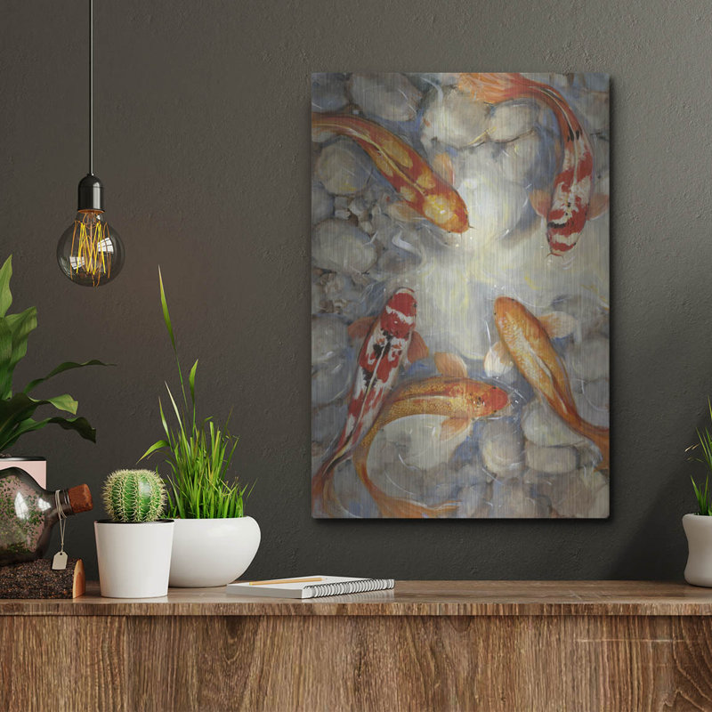 Art mural en métal «Vibrant Koi I» par Tim O'Toole, Bay Isle Home ™, H 16 po x l 12 po