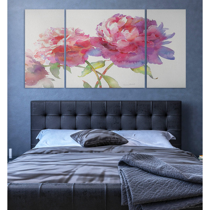 « prix pivoines ii », image multi-pièces sur toile tendue, H 40 po x l 80 po x P 1,5 po
