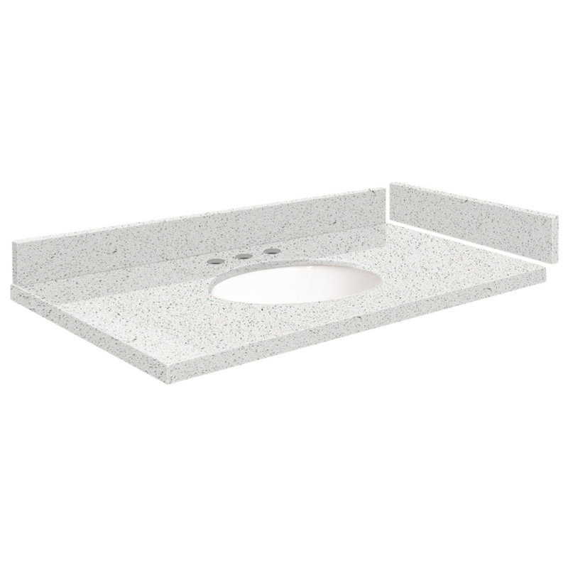 31.5'' Quartz Single Bathroom Vanity Top with Sink, Stellar Snow