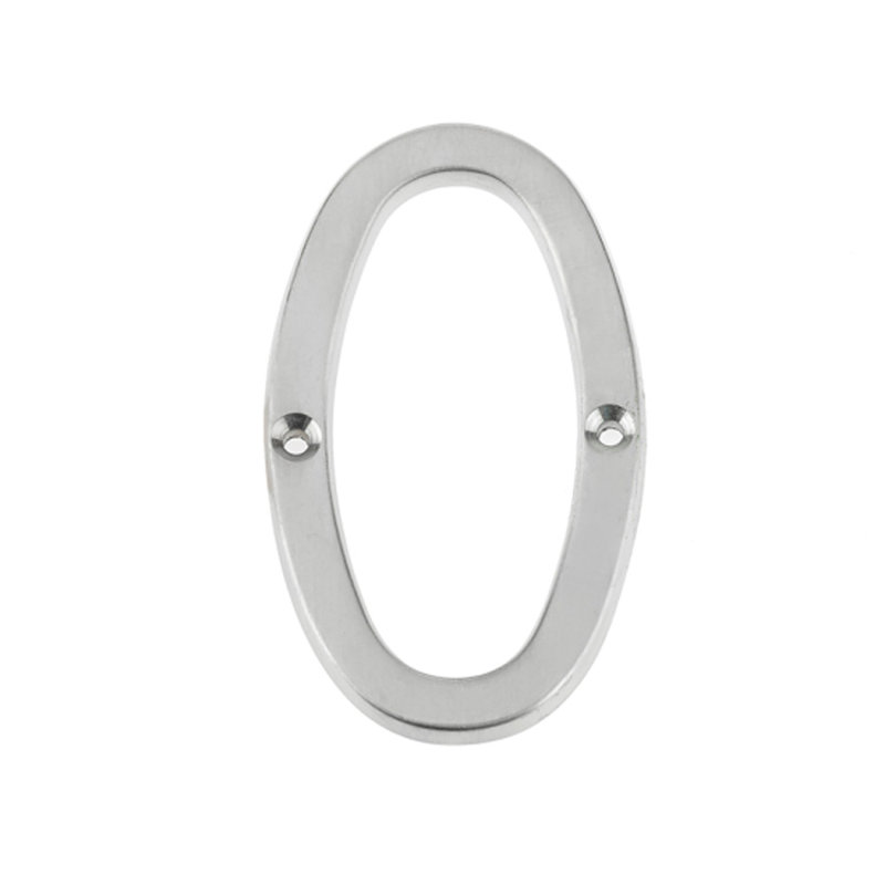 7.5cm H Brass House Number, Satin Chrome, 0