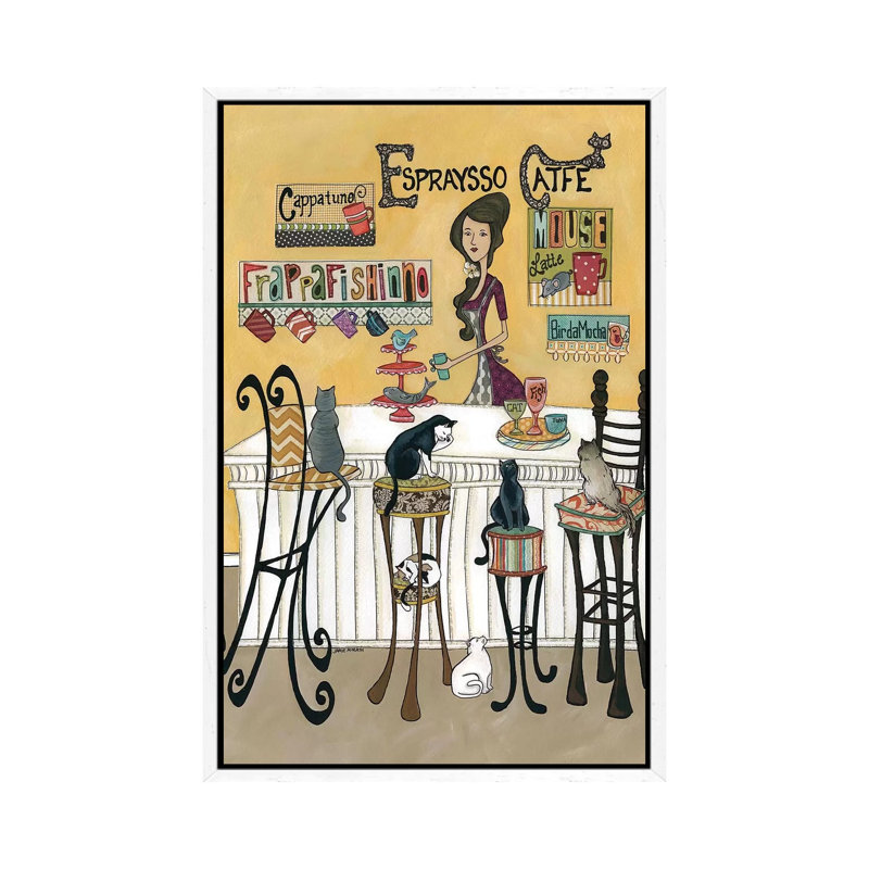 Espresso Cafe' by Jamie Morath - Print on Canvas, 66.04cm H x 45.72cm W x 3.81cm D, White Floater Framed