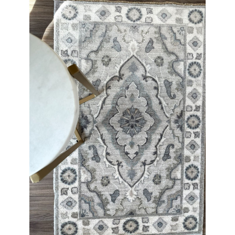 Tiny Knots Wool Oriental Area Rug in Sumner Ash