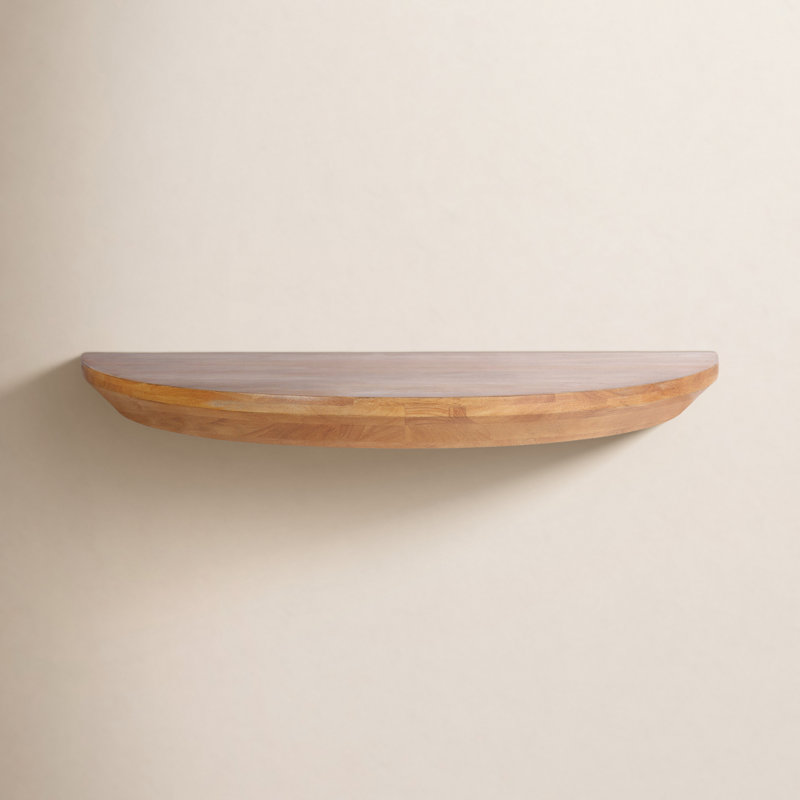 Canvey Half Moon Solid Wood Floating Table Shelf, 2.25" H x 28" W x 14" D