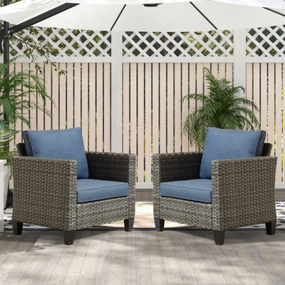 Chaises d'extérieur en osier 2 places Allcot pour 2 personnes avec coussins confortables