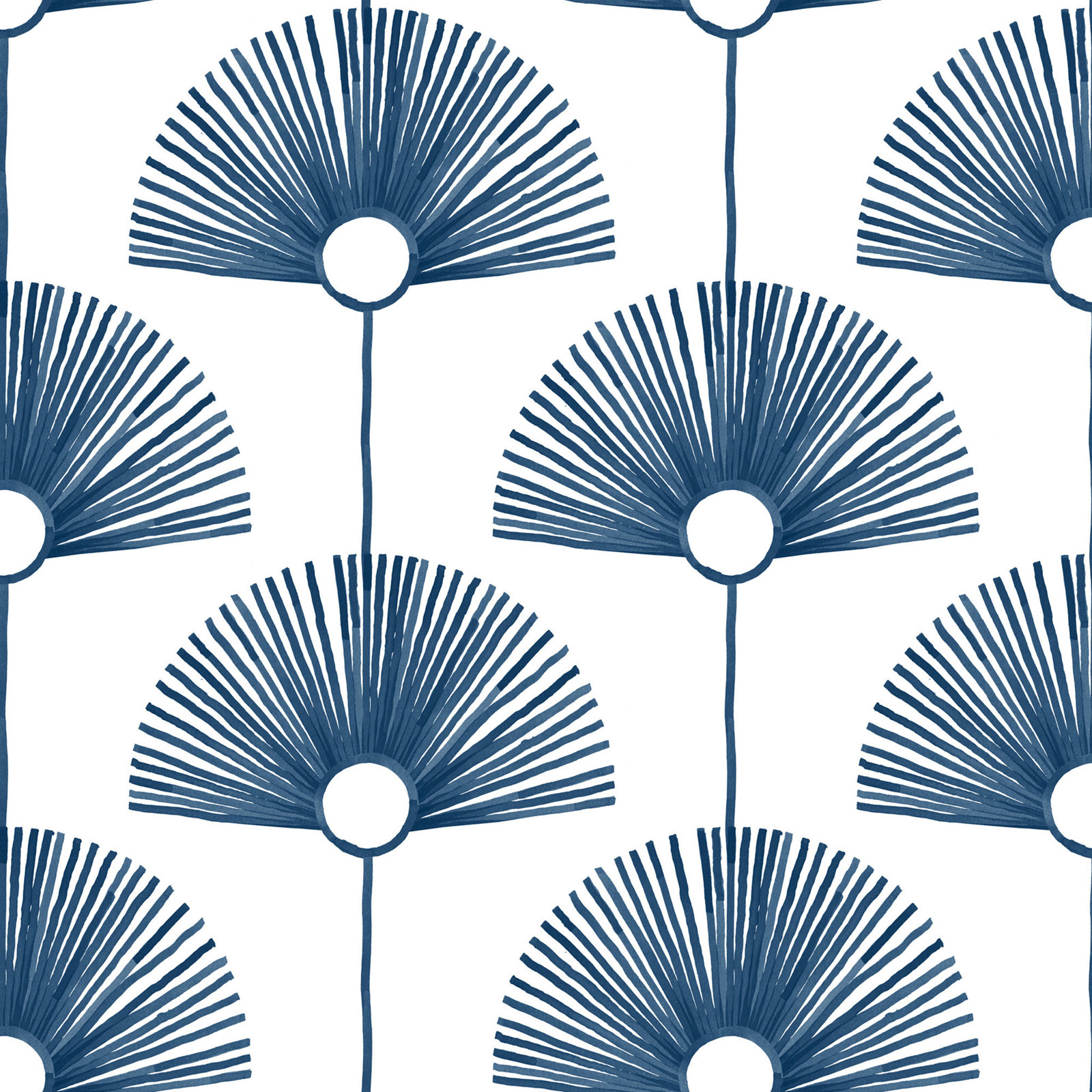 Deco Fan 10' L x 24" W Wallpaper Roll, Indigo, Self-adhesive