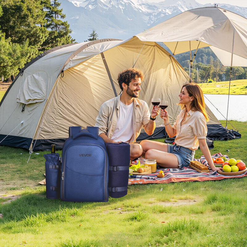 Sac à dos de plage pour 2 personnes avec compartiment glacière, Bleu