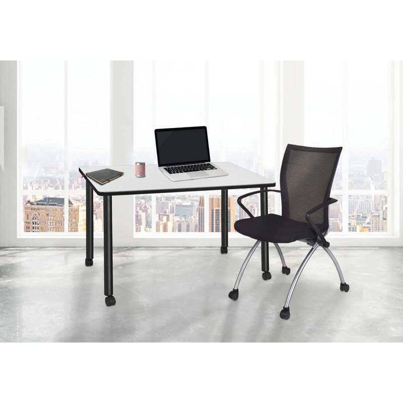 Regency Kee Mobile Desk, 29" H x 48" W x 24" D, White/Black