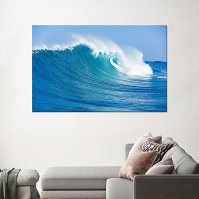 Toile imprimée avec vue sur l'océan: Élégante grande vague, art mural blanc, 1P