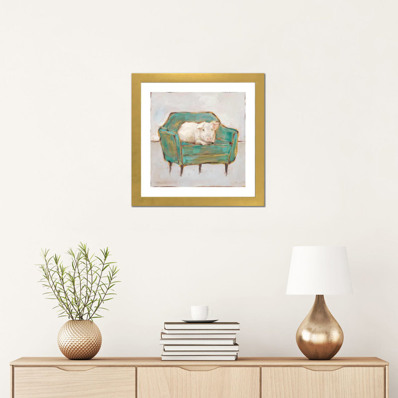 Créature confort VI par Ethan Harper - reproduction d'art, H 16 po x l 16 po x p 1 po, Papier encadré doré, Blanc