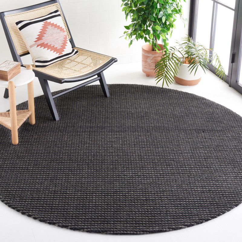 Steffen Hand-Woven Striped Area Rug, Round 7'