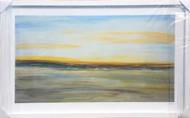 Yellow Seascape Painting by Joyce Creiger, White Frame