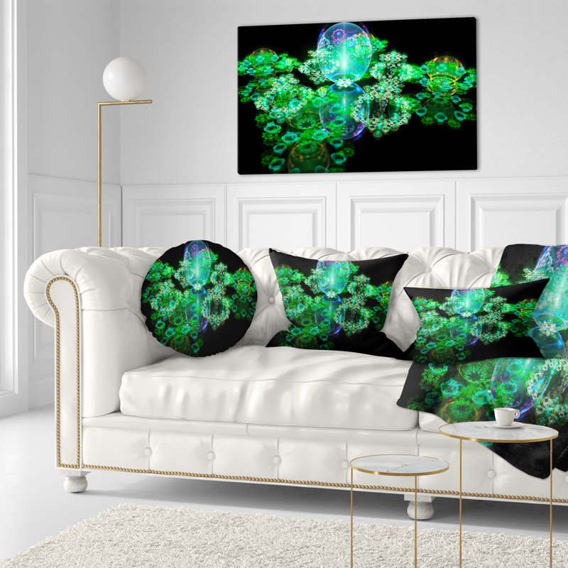 Gouttes d'eau sur miroir - coussin abstrait imprimé, vert