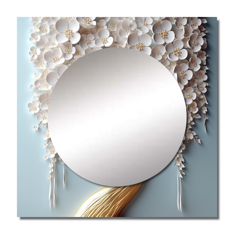 Fumihito - Tree Floral Square Mirror Wall Art For Bathroom, 36" x 36"