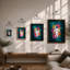 Astronaut Among Flowers Modern - Framed Print-47188390-47188409