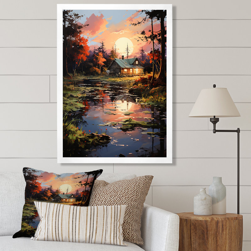 Charniqua Peach Lakehouse Journey Begins I, H 20 po x l 12 po x P 1 po, Cadre photo blanc