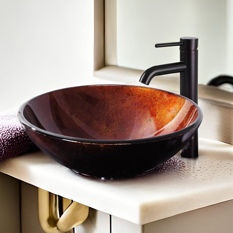 MONSFEST 16.5'' Tempered Glass Circular Bathroom Sink