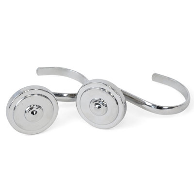 12 Piece Set - Chrome Heavy Duty Shower Button Curtain Hooks Rings Rustproof Metal
