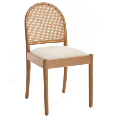 Ensemble de chaises de salle à manger en rotin moderne avec tissu en peluche et pieds en bois