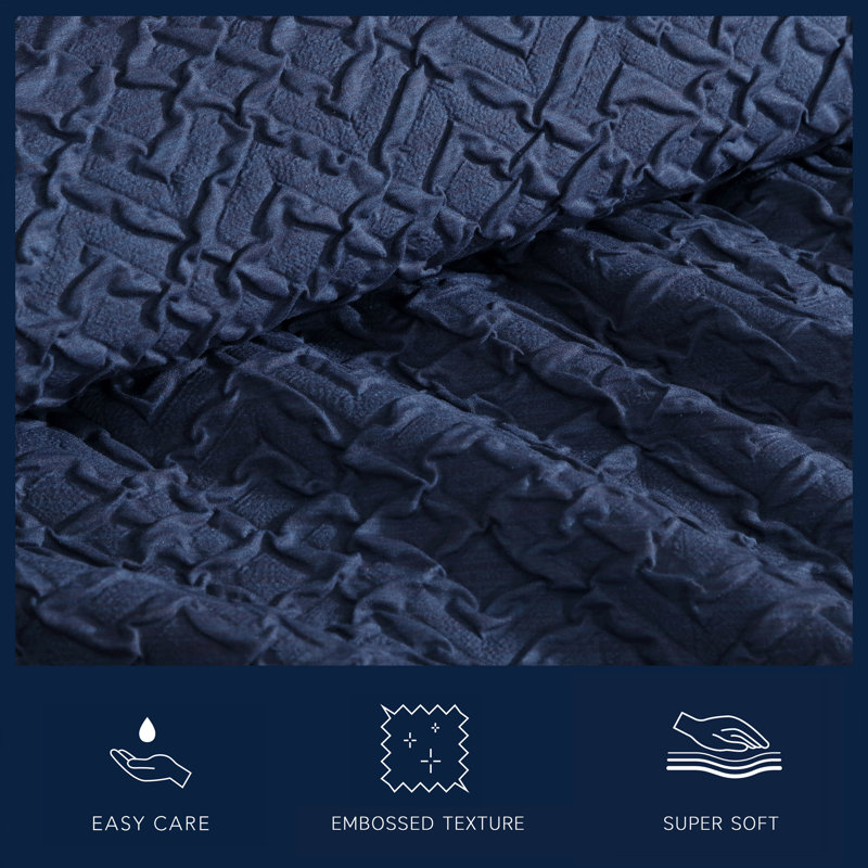 MF Point Harbour Nautica Embossed Navy Comforter Set, King Comforter + 2 King Shams, Navy