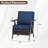 2-Person Polyethylene (PE) Wicker Outdoor Lounge R-shaped Armchair with Blue Cushions-871623561