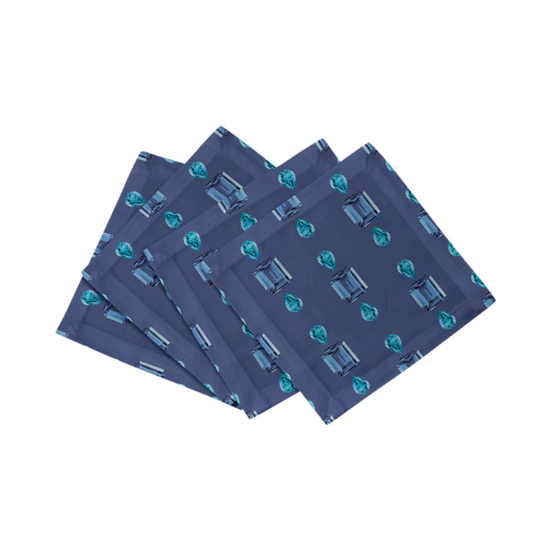 Gem Sapphires Cotton Sateen Cocktail Napkins, Blue