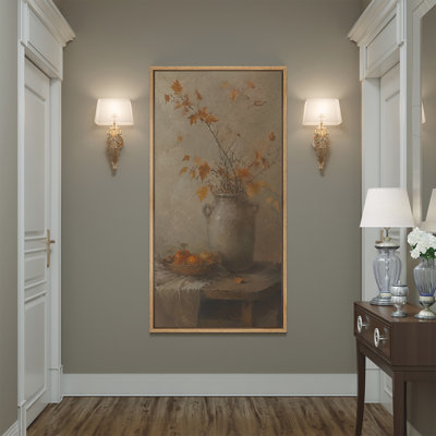 «Moody Still Life Vase With Autumn Branches Classic Farmhouse Decor Extra Large», reproduction d'art sur toile encadrée