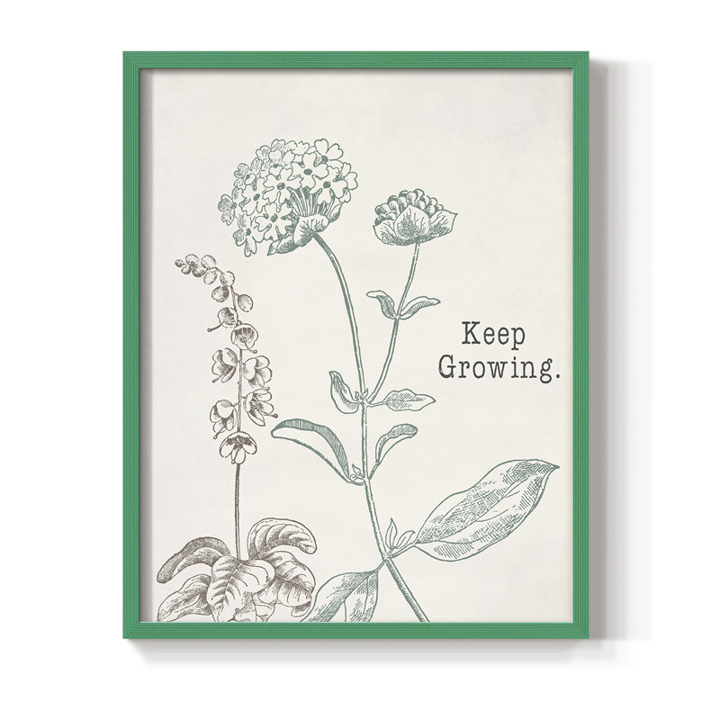Keep Growing Framed Print - Solid Wood, Green, 30" H x 24" W