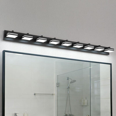 9-Light Modern Dimmable Black Bathroom LED Vanity Light over Mirror 5500K Lighting Fixture