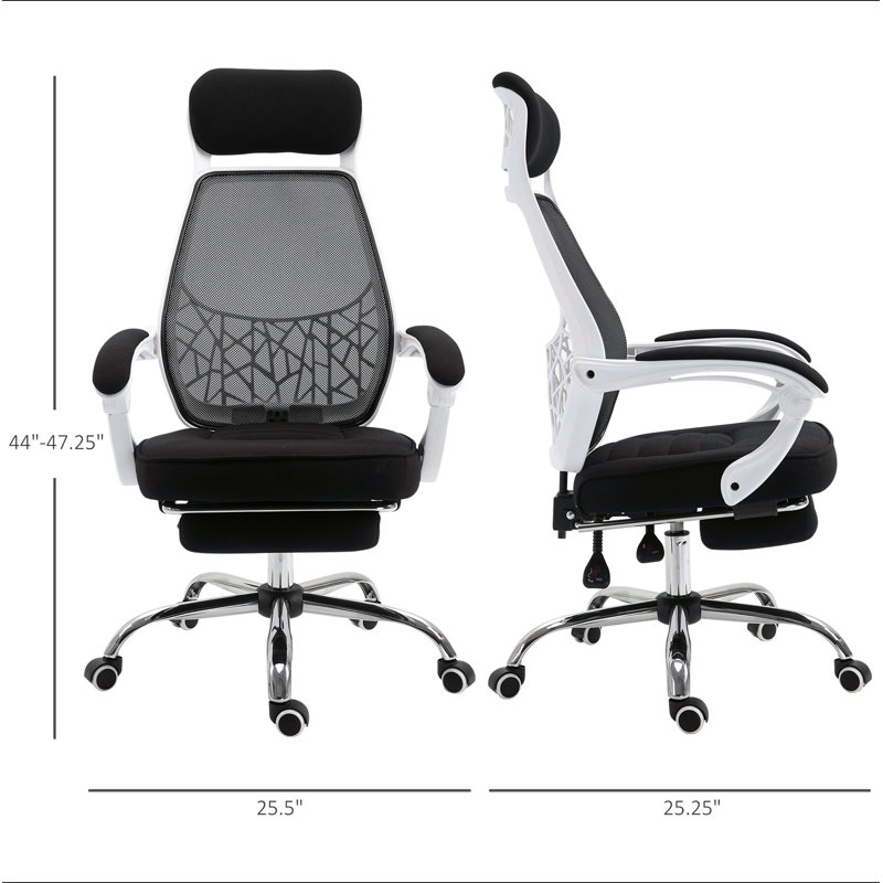Fauteuil de bureau inclinable et pivotant à dossier haut avec repose-pieds rétractable, appui-tête et accoudoirs rembourrés